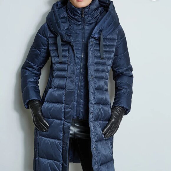 Tahari Casey Black Hooded Puffer Long Coat Jacket with Zip Vest. Sz: Small - Picture 3 of 13
